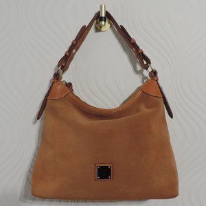 SOLD:  DOONEY & BOURKE Suede Hobo Sac in Peanut Brittle Tan with authentication